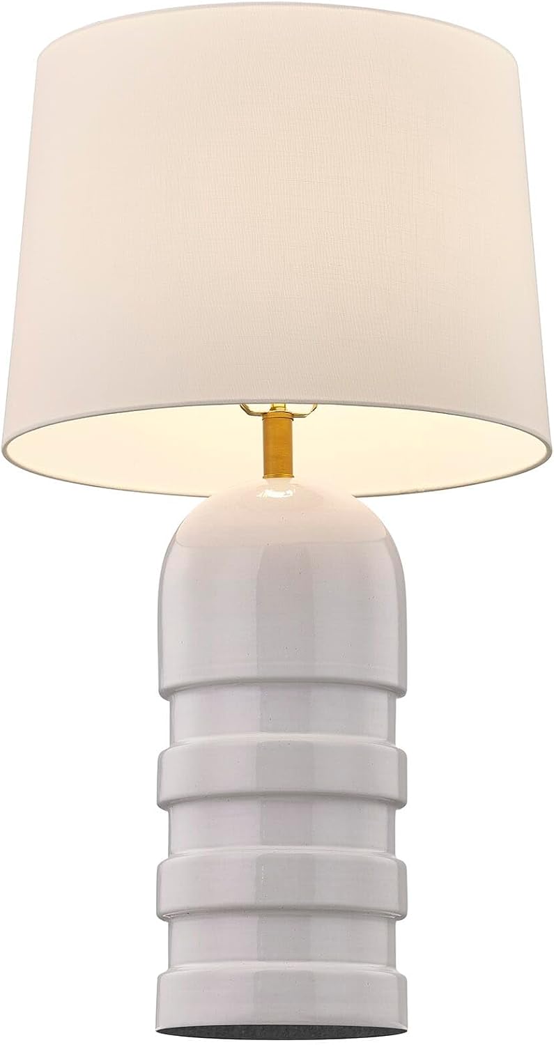 Coco & Dash 11-CD15-WH Wehunt Modern Ceramic Table Lamp with Fabric Shade, 1-Light 100 Watt, 32"H x 18"W, White