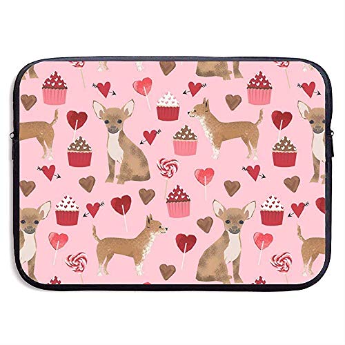 Preisvergleich Produktbild Valentines Cute Cupcakes Chihuahua Laptoptasche Tragbarer Reißverschluss Laptoptasche Tablet-Tasche, 15 Zoll