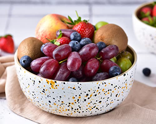 Jungle Culture® Large Bamboo Salad Bowl • Eco Friendly Wooden Serving Bowls • Handmade Fruit Bowl with White Terrazzo Pattern • Wood Bread Basket - Image 9