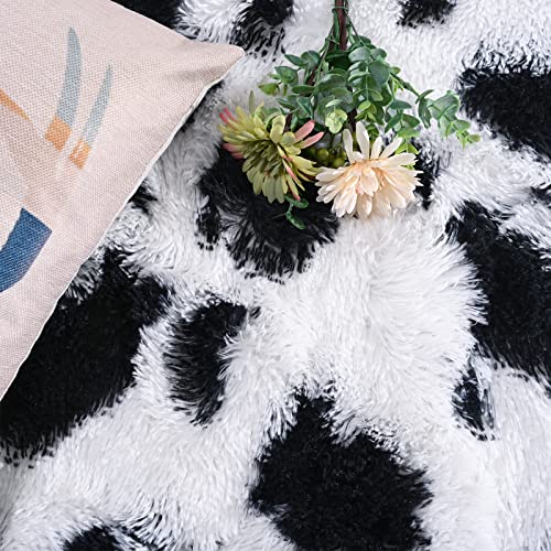 Dweike Super Soft Shaggy Rugs Carpets, 4X6 Feet, Plush Area Rugs For Living Room Bedroom, Fluffy ​Rug For Girls Kids Room, Shag Plush Rug For Teen Room Decor, Black-White #TOP3