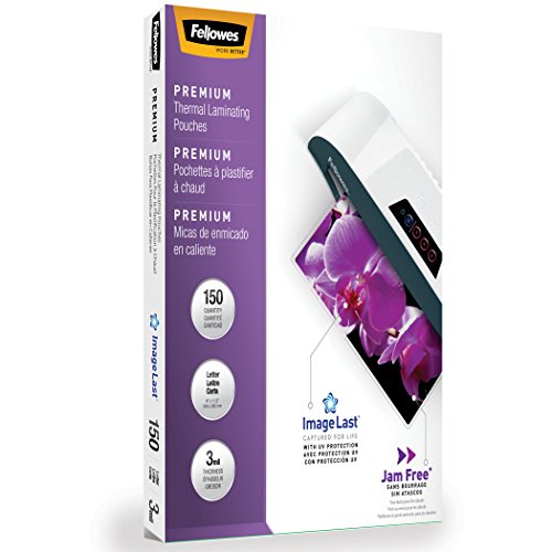 Fellowes Thermal Laminating Pouches, Imagelast, Jam Free, Letter Size, 3 Mil, 150 Pack (5200509), Clear #TOP3