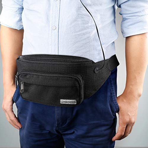 Mycarbon Fanny Pack For Men And Women, Large Fanny Pack Waist Pack Bag Cute Hip Bum Non-Bounce Belt Non-Slip Cotton Durable Pouch With Adjustable Strap For Outdoors Casual Travel Hiking Black #TOP7