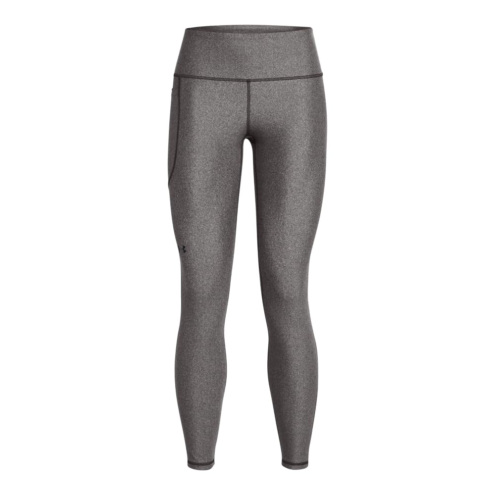 Under Armour Womens HeatGear Armour High No-Slip Waistband Pocketed Leggings, (020) Charcoal Light Heather / / Black, X-Small Tall