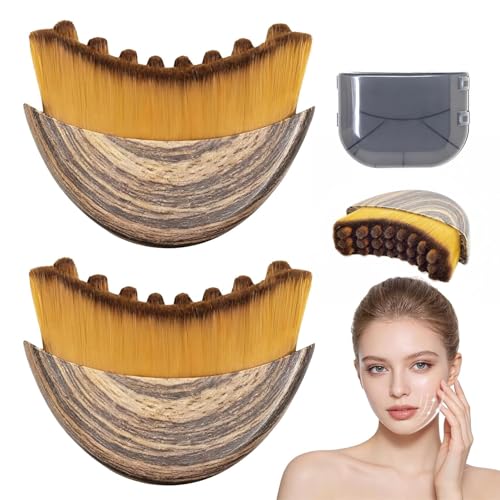 Image of 2 Pcs Lymphatic Contour Face Brush, Manual Lymphatic Drainage Massager, Natural Makeup Brushes with Durable Soft Bristles, Hypoallergenic Ergonomic Facial Cleansing Brush for Sculpting