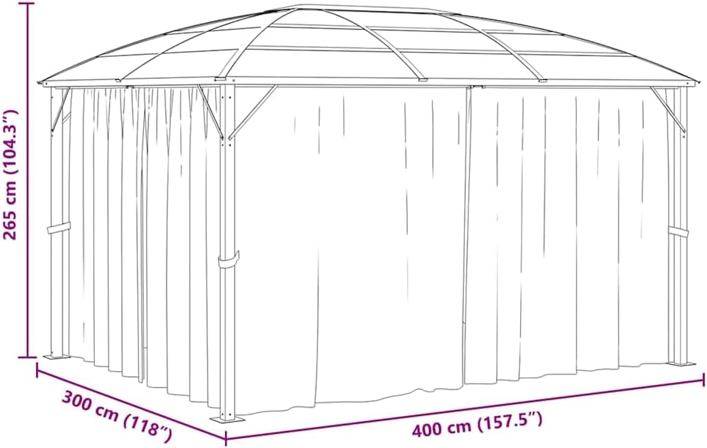 vidaXL Gazebo, Party Tent Pavilion for Garden Events, Grill Gazebo UV-Proof Outdoor Shelter, Square Gazebo with Curtains, Anthracite