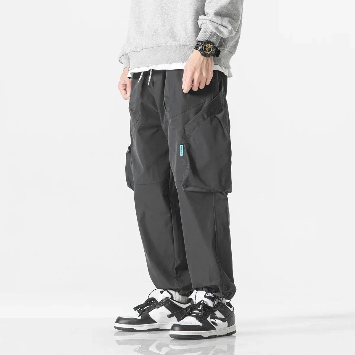 LIXINGHEITANG Men Waterproof -Pocket Loose Casual Sport Cargo Pants Streetwear Trousers for Man
