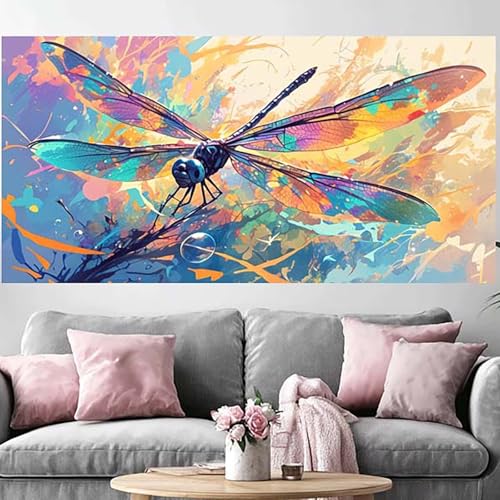 Diamond Painting Adulte Libellule 5D grand format 50x100cm pour décoration salon et loisir créatif