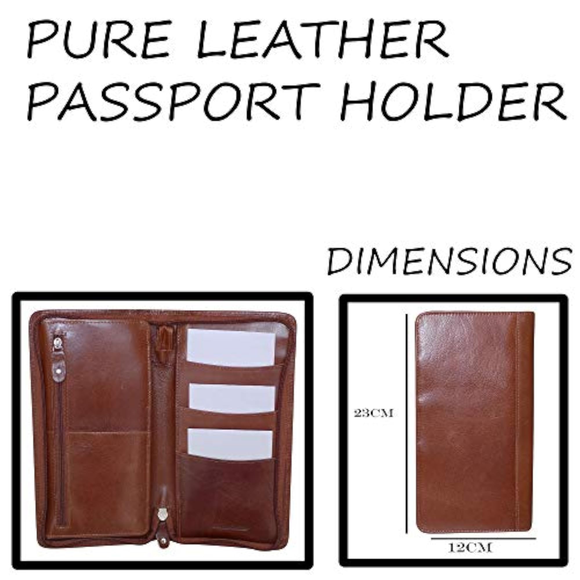 Stylish Brown Leather Passport Holder