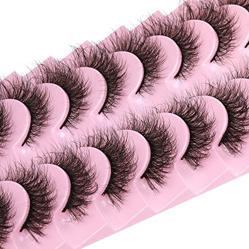 wiwoseo Eyelashes Natural Fluffy Styles Faux Mink Lashes Natural Wispy Fluffy D Curly Lashes 18MM 3D Effect Fake Eyelashes Dramatic 10 Pairs