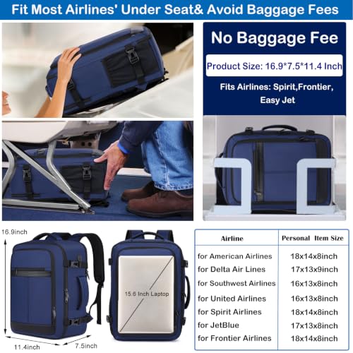 Image of Travel Backpack for Men,Carry On Backpack with Shoe Pouch, TSA 15.6 inch Laptop Back Pack Flight Approved, College Gym Bag Casual Daypack for Weekender Business Hiking,Bookbag Travel Essentials,Blue