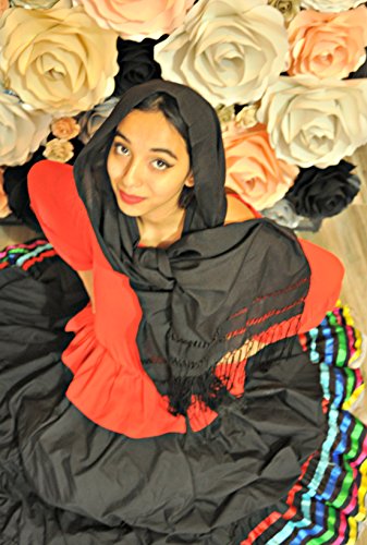 Mexican Reboso accesory Mexican Fiesta Black2