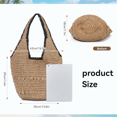 Bolso de paja tejido para mujer Oweisong verano 2026 miniatura 4