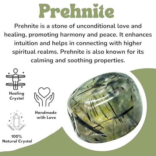 Image of Certified Prehnite Crystal Healing Tumbled Stone, Natural Polished Crystals for DIY Crafts, Manifestation, Meditation, Pooja Feng Shui and Reiki Healing (30 Grams)