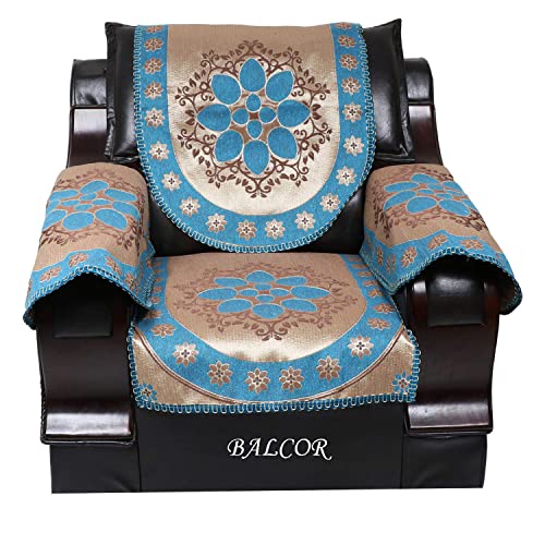 Image of Cotton 12 PCs Design DECAN Sofa Cover with Handle Cover Set of 5 Seater(3+1+1+6)-FIROZI
