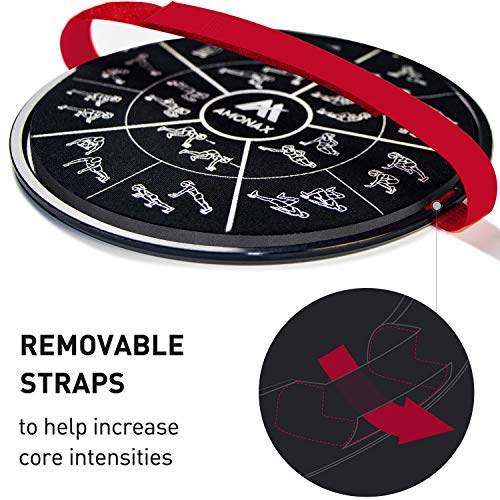 Amonax Core Sliders, Double Sided Gliding Discs with Straps. Ab Gliders for Core Exercise Fitness at Gym & Home, Dual Side Slider Strength Glider Pairs for Carpet, Wood, Tiled Floor - Image 3