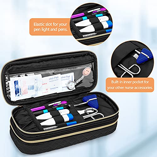 Image of Damero Double Layer Stethoscope Case Compatible with 3M Littmann /ADC /Omron Stethoscope, Stethoscope Carrying Case Travel Bag for Nurse Accessories, Black