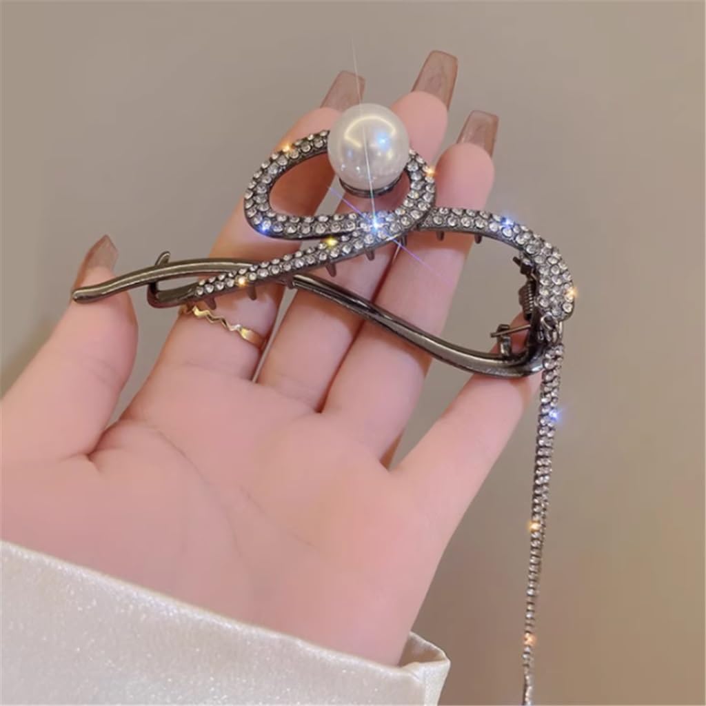 JFDBGU Fermagli for Capelli in Metallo con Nappa perlata sul Retro della Piastra della Testa, afferra Una Scheda for Capelli con Fermaglio for Parole Femminile