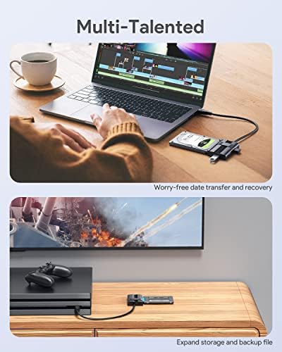 SATA to USB 3.0 Adapter, ABLEWE 2.5/3.5 Hard Drive Adapter with 3 USB 3.0 Ports for Universal SSD HDD SATA III Hard Drive Disk, Support UASP SATA III,Included 12V/2A Power Adapter