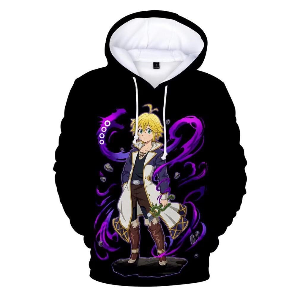 Nanatsu No Taizai Hoodie The Seven Deadly Sins Meliodas 3D Printed Pullover Sweatshirt - - Medium