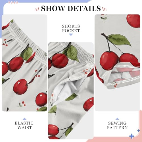 ALAZA Red Cherry Leaves Pajama Lounge Pants Long Sleep Pajama Bottoms with Pockets4