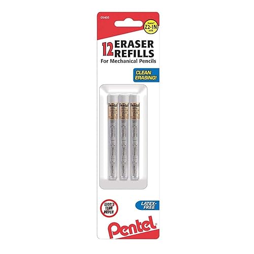 Pentel 399683 Refill Erasers White 12/Pack (Z2-1N),Tube