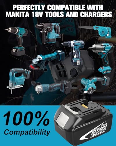 Image of 2Pack 6.0Ah 18V Bat Replacement for Makita 18V Battery with Dual Charger | Compatible with Makita 18V Battery Power Tools BL1860 BL1850 BL1840 BL1830