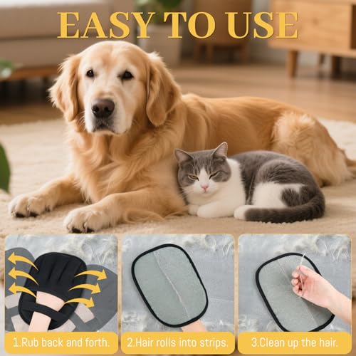 Pet Hair Removal Glove for Cats & Dogs, Upgrade 5-Finger Magic Brush Pet Hair Remover Tool, Electrostatic Reusable Grooming Mitt for Laundry, Couch, Carpet & Car Seat - Image 3
