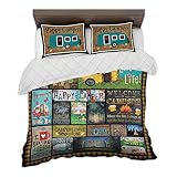 Camp Quilt Happy Camper Comforter Camping Blankets Quilted Customized Camp Bedding Queen rv Travel T