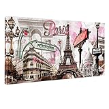 Donglin Art-Modern Wall Decor Pink Paris Eiffel Tower Paintings Stretched for Living Room City Paintings Wall Art Framed Ready to Hang 2412inch (Framed On Canvas)