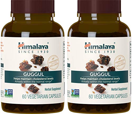 Guggul High Cholesterol Lowering Product 60 Capsules Himalaya 750 mg (2 Pack) with Handout on Lowering Cholesterol