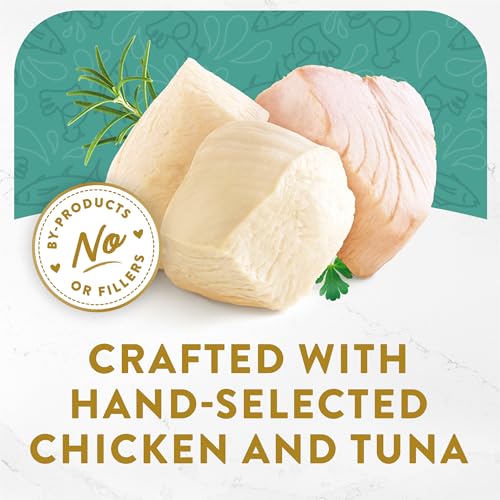 Image of Fancy Feast Purina Appetizers Lickable Grain Free Wet Cat Food Topper White Meat Chicken and Flaked Tuna Appetizer - 1.1 oz. Trays,(Pack of 20)