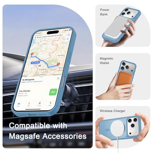 Image of YENAPOON for iPhone 17 Pro Max Case, Matte Magnetic Phone Cover [with 1 Screen Protector] [Support for MagSafe] [Shockproof Military Grade Protection] Translucent Frosted Back, Lavender Purple