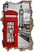 Stil.Zeit Londra Cabina telefonica a Muro Passo avanti nel Look 3D, Parete o in Formato Adesivo Porta: 92x62cm, autoadesivi della Parete, Autoadesivo della Parete, Decorazione della Parete