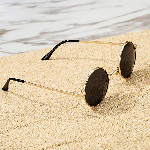 Image of Pro Acme Small Round Polarized Sunglasses for Women Men Retro Metal Shades