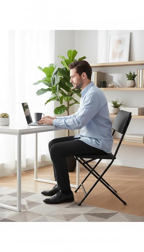 Image of BHAVANE Furniture Folding Chair with Cushion Seat, Portable, Compact and Space-Saving, for Home, Office, and Events