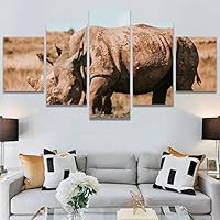 SIGNWIN 5 Panel Canvas Wall Art Animals Black and White Dramatic Duotone Modern Artwork for Home Decorations Ready to Hang - 60