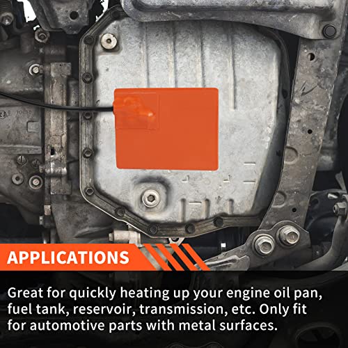 2Pcs Silicone Car Engine Heater Pad - 4" X 5" Self-Adhesive Oil Pan Heater Pad With 194°F Thermal Protector, 120V 150W Car Battery Warmer Pad Engine Block Heater Pad With 68" Long Power Cord (Orange) #TOP4