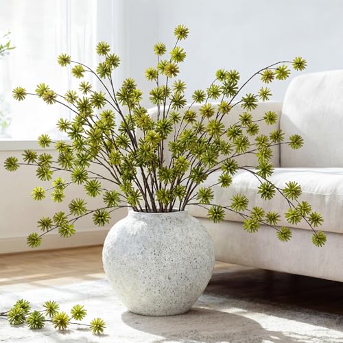 Zeyune 6 Pcs Artificial Branches with Green Buds, 40 Inch Faux Greenery Stems for Tall Vase, Realistic Bendable Fake Branches for Home Decor, Living Room, Garden, Office, Wedding Centerpiece, Green