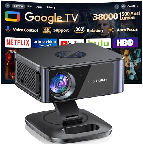 【Google TV/1500ANSI/Auto Focus/】 Horlat Projector 4K, 38000 Lumen...