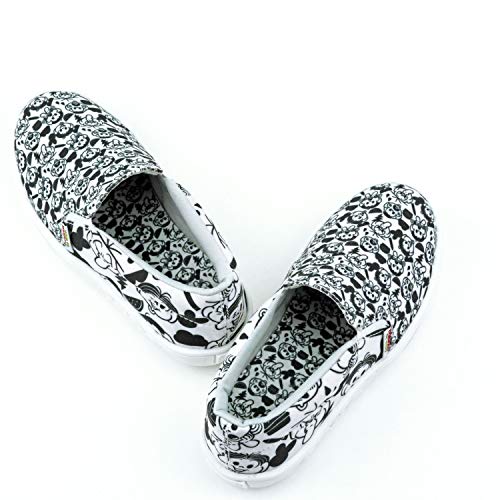 Calçados Turma da Mônica - Tênis Slip on Floquinho - Estampa Divertida Ícones Preto e Branco