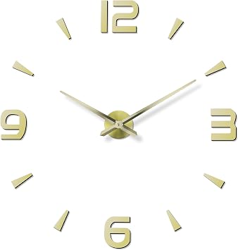 DIY Wall Clock, 3D, Minimalist Design, Up to 52 in, Gold