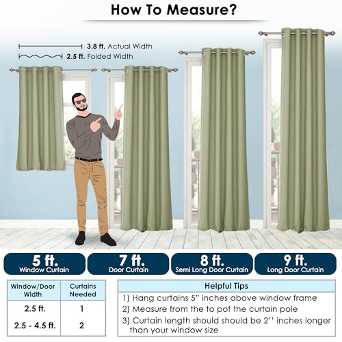 Image of Story@Home Customisable Blackout Curtains 4 to 9 Feet Long Room Darkening, Noise Reducing, Window,Door, Long Door Curtain Plain,Light Green, 100% Opacity