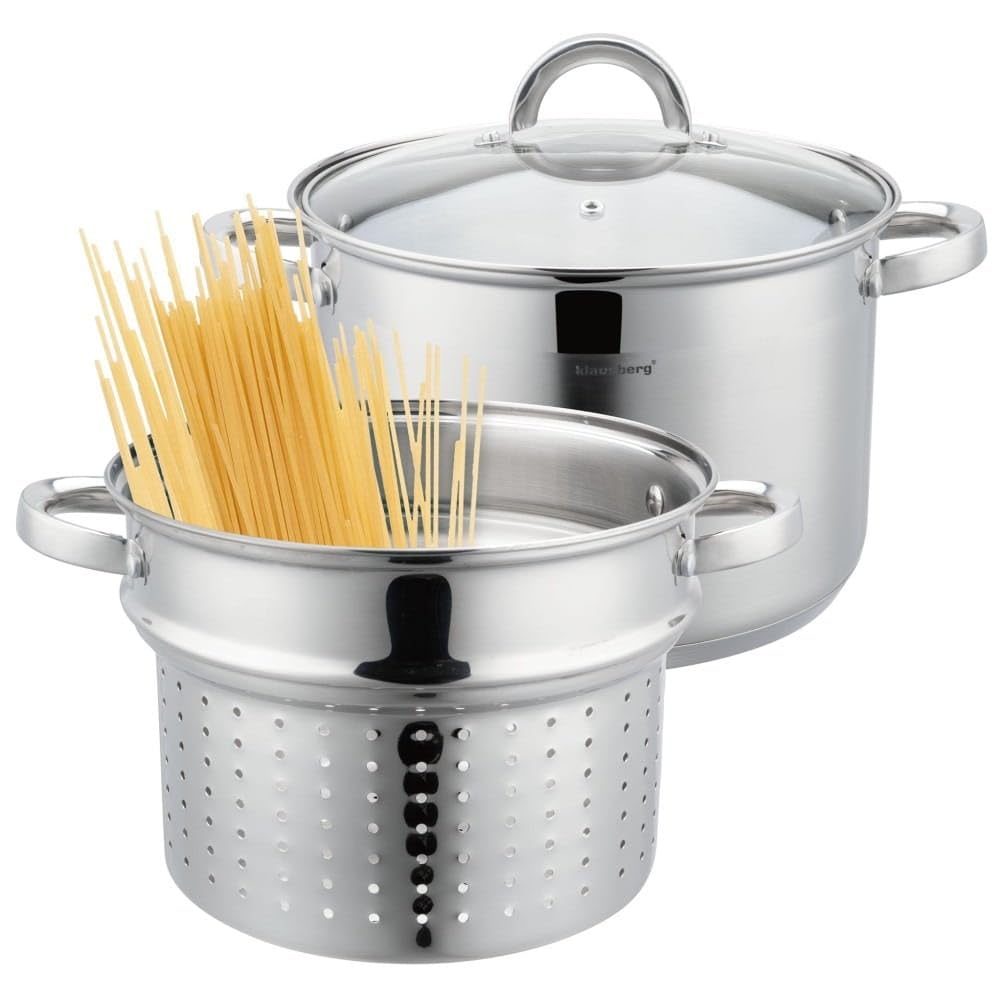3-tlg Edelstahl Nudeltopf Nudelkocher Pastatopf Pasta-Kocher 7.5L 24cm Topf Kochtopf KLAUSBERG