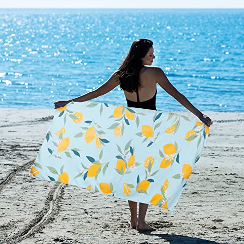 Livilan Microfiber Yellow Lemon Beach Towels, 30 X 60 Inches Oversized Absorbent Thin Soft Blanket Towel, Lightweight Quick Dry And Sand Free Bath Camping Pool Travel Towel As Gifts For Kids Adults #TOP2