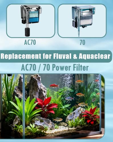 Image of 4 Set Media Maintenance Kit Replacement for Fluval AC70 Power Filter - for Use in Freshwater & Saltwater Aquariums - Includes 4 Active Carbon 4 Ceramic Rings 2 Intake Strainer Sponges 4 Foam Filter