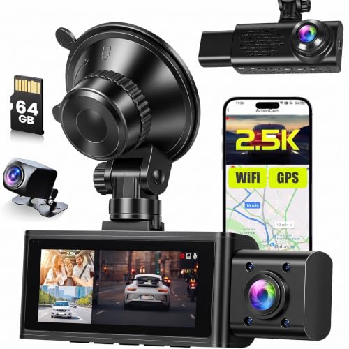 Cámara coche 3 canales contra siniestros, dashcam Inefala con sensor G y grabación continua