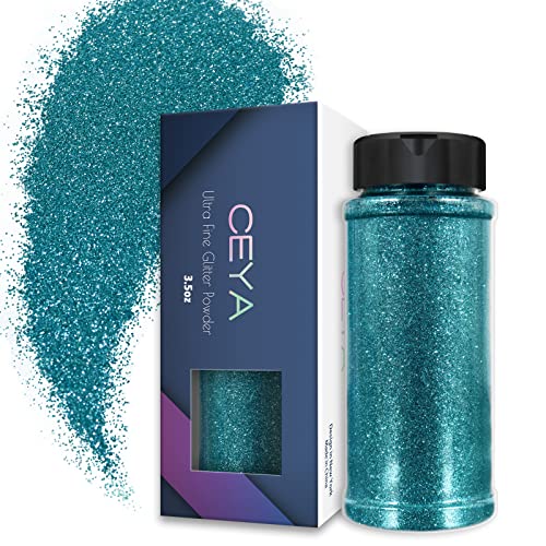 Ceya 3.5oz/ 100g Ultra Fine Glitter Powder Azure Glitter 1/128” 0.008” 0.2mm for Slime Epoxy Resin Craft Tumbler Jewelry Nail Art Festival Makeup Scrapbook Painting Wedding Cards