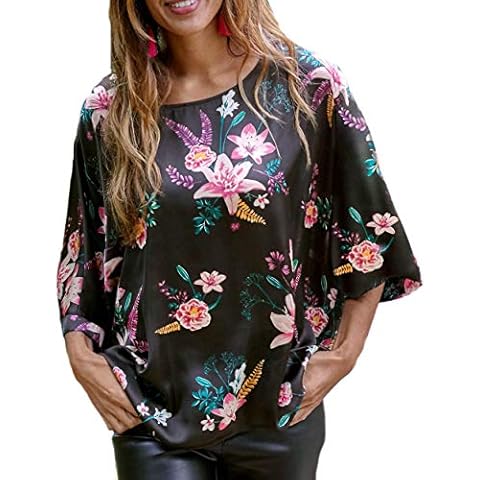 Ladies Black Satin Floral Asymmetrical Hem Unfitted Tunic Top UK Size 14 eu 40 Cover