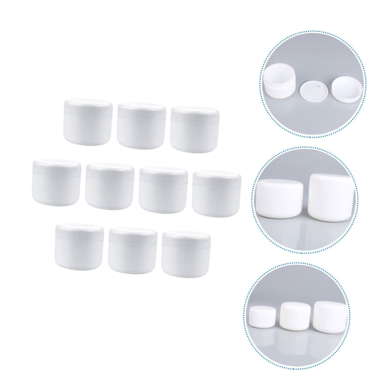 Frascos de Crema Rellenables 30ml de Pp, Blanco, 10 Piezas