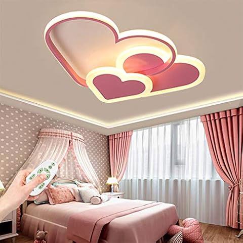 Children's Room Ceiling Lamp LED Ceiling Light Heart-Shaped Baby Bedroom Modern Creative Home Decoration Girl Boy Remote Control Dimmable Princess Room Pendant Light Living Room,42cm(30W) Cover